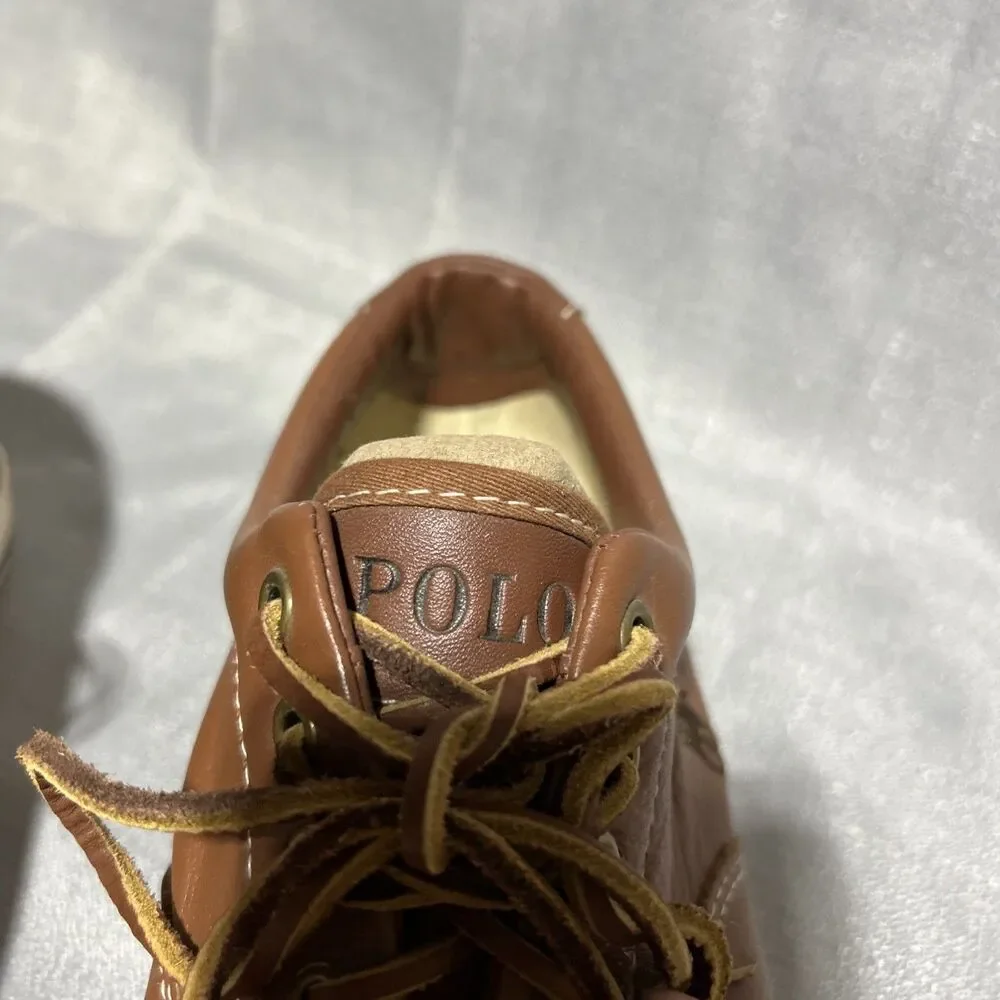 Vintage Polo Ralph Lauren Vaughn Men Shoe Sz 9D Brown Leather Sport Boat sneaker